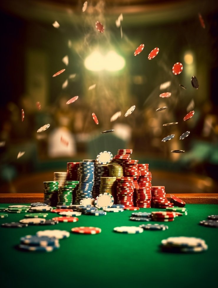 Poker table on qqdewa login platform showing player seats and community cards